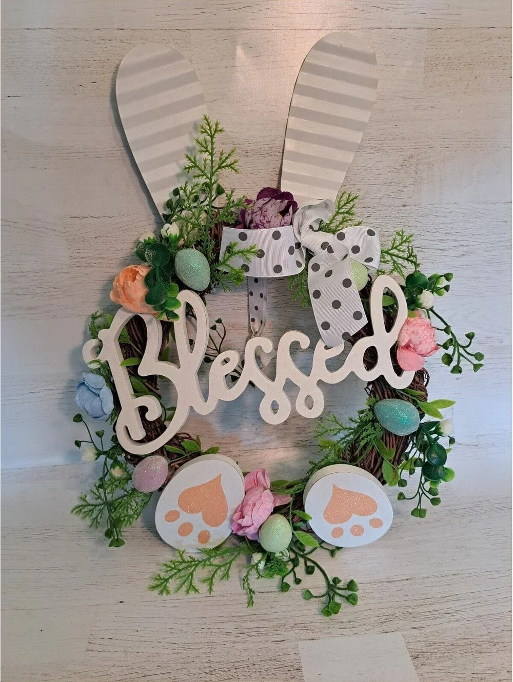 Easter Bunny Blessed Wreath Spring Egg Seasonal Floral